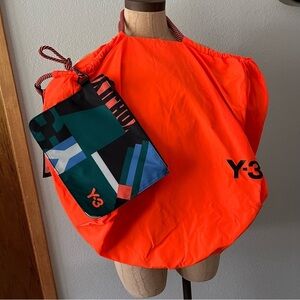 NEW Y-3 Solar Orange Beach Bag Tote FS2369 Zipper Top Removable Pouch Yohji